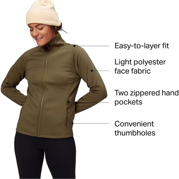 STOIC Woman tech fleece green zippered gorpcore activewear running jacket S - Picture 1 of 16